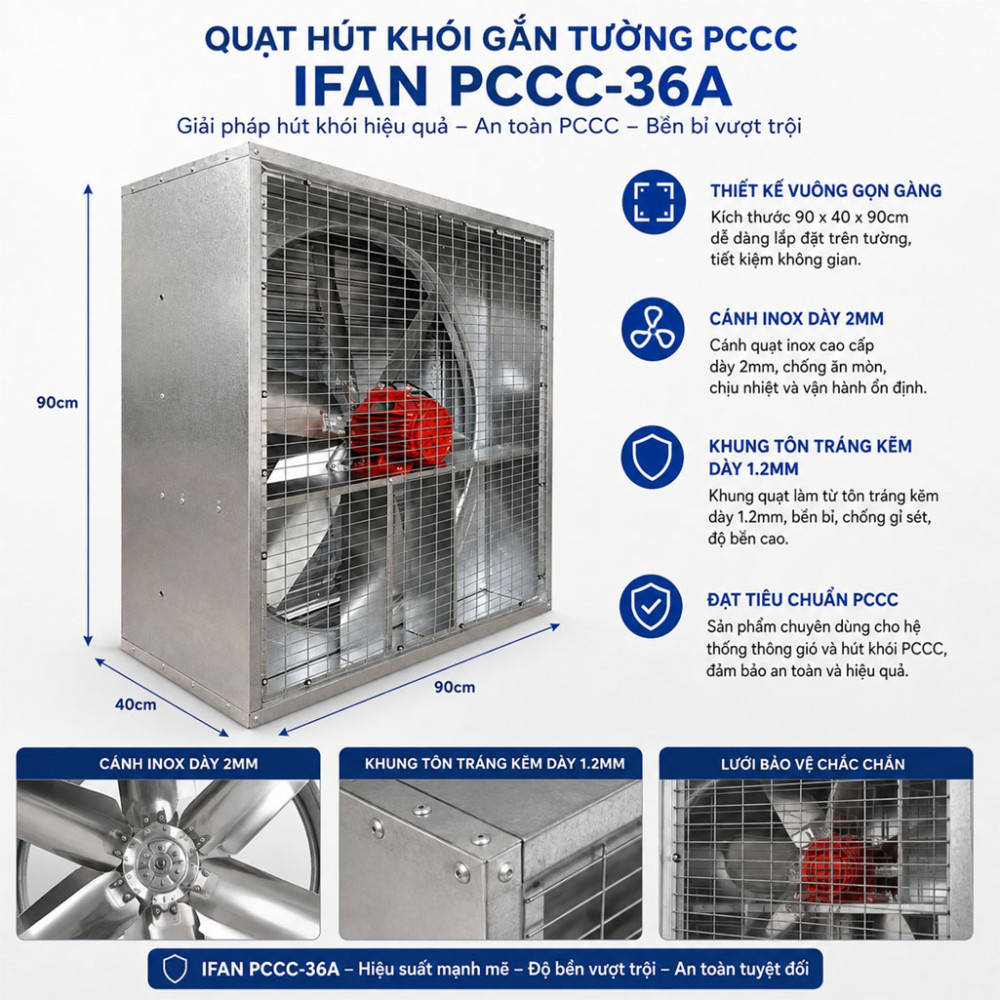 Quạt hút khói gắn tường PCCC IFAN PCCC-36A - Hàng chính hãng