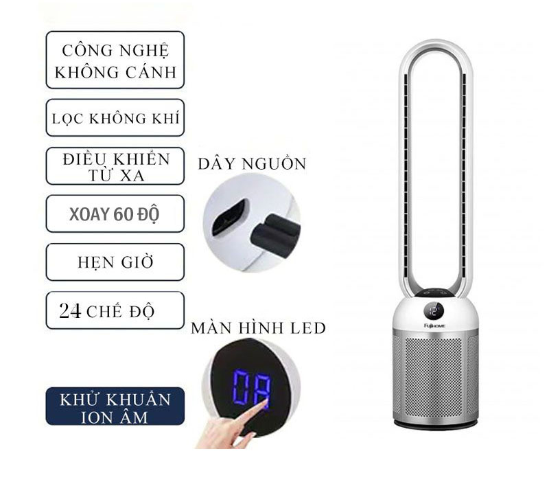 Tính năng nổi bật của quạt không cánh tích hợp lọc không khí Fujihome BF307DC