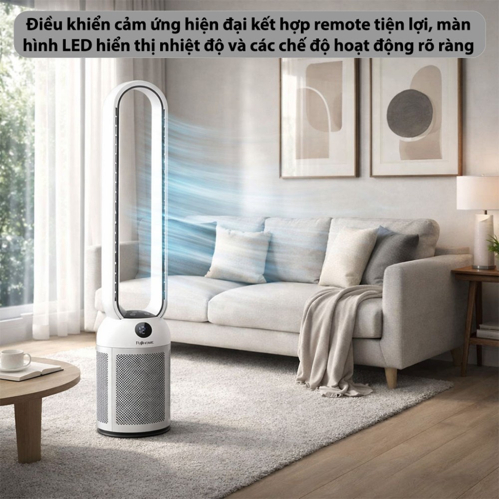 Quạt không cánh tích hợp lọc không khí Fujihome BF307DC-HEPA - Hàng chính hãng