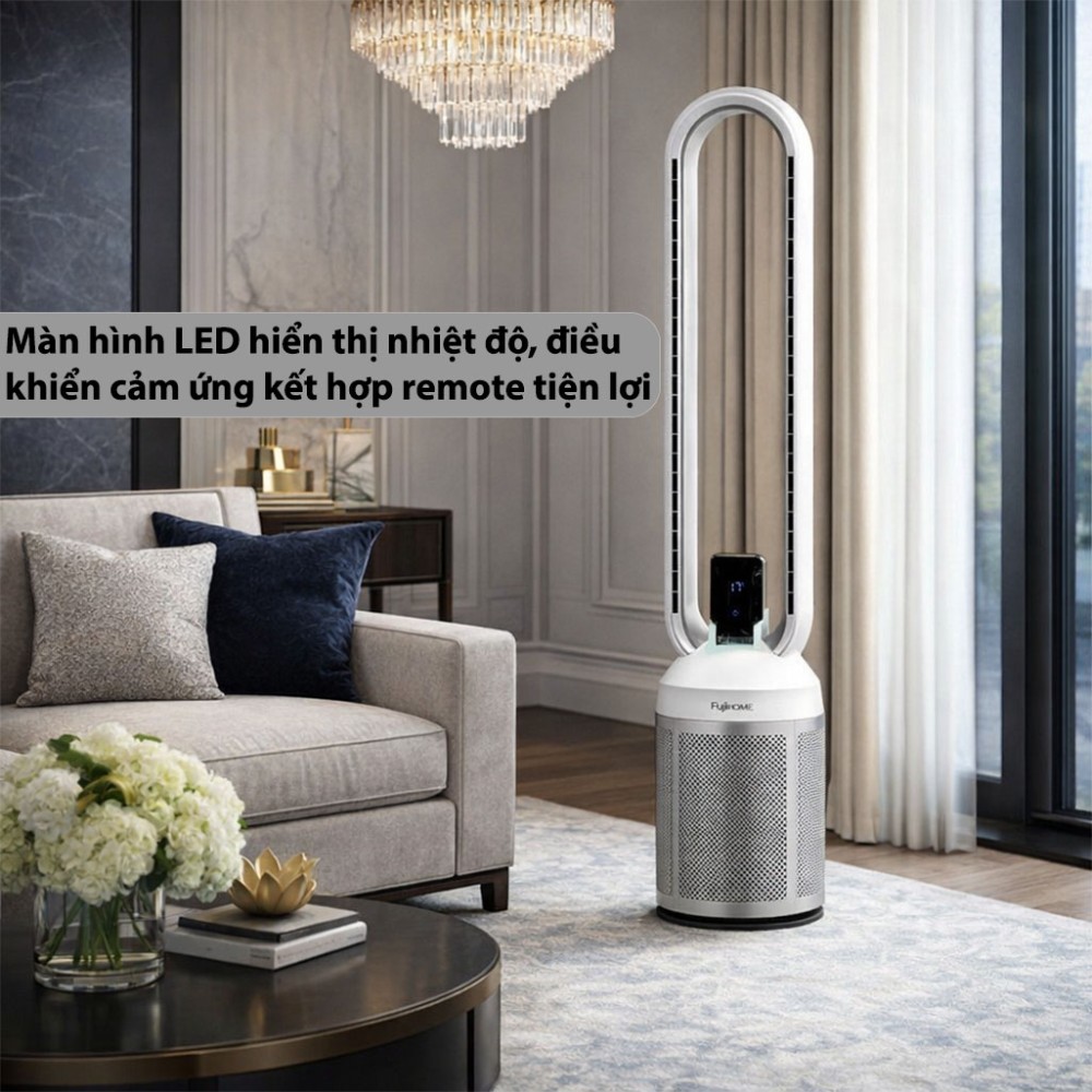 Quạt không cánh tích hợp lọc không khí Fujihome BF308DC-HEPA - Hàng chính hãng