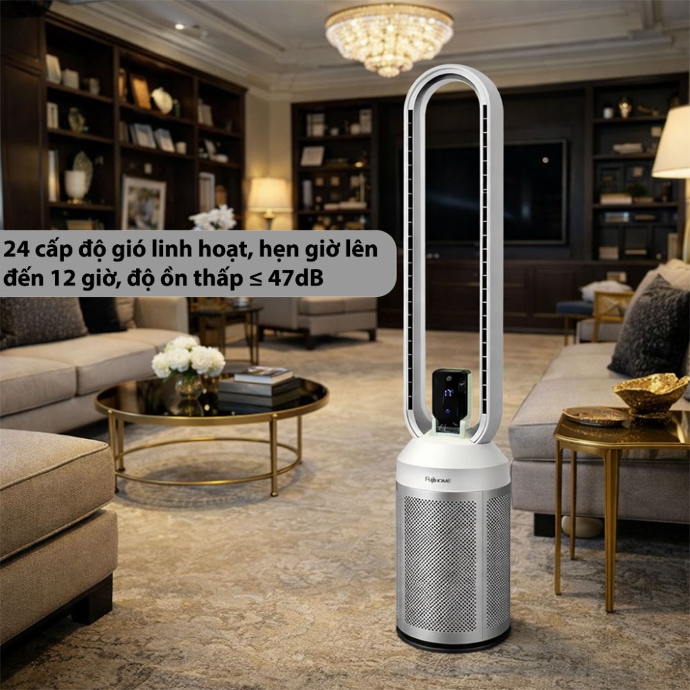 Quạt không cánh tích hợp lọc không khí Fujihome BF308DC-HEPA - Hàng chính hãng