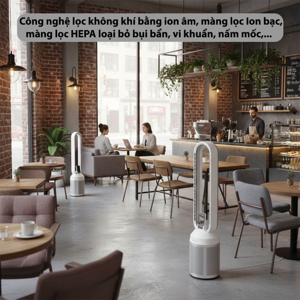 Quạt không cánh tích hợp lọc không khí Fujihome BF308DC-HEPA - Hàng chính hãng