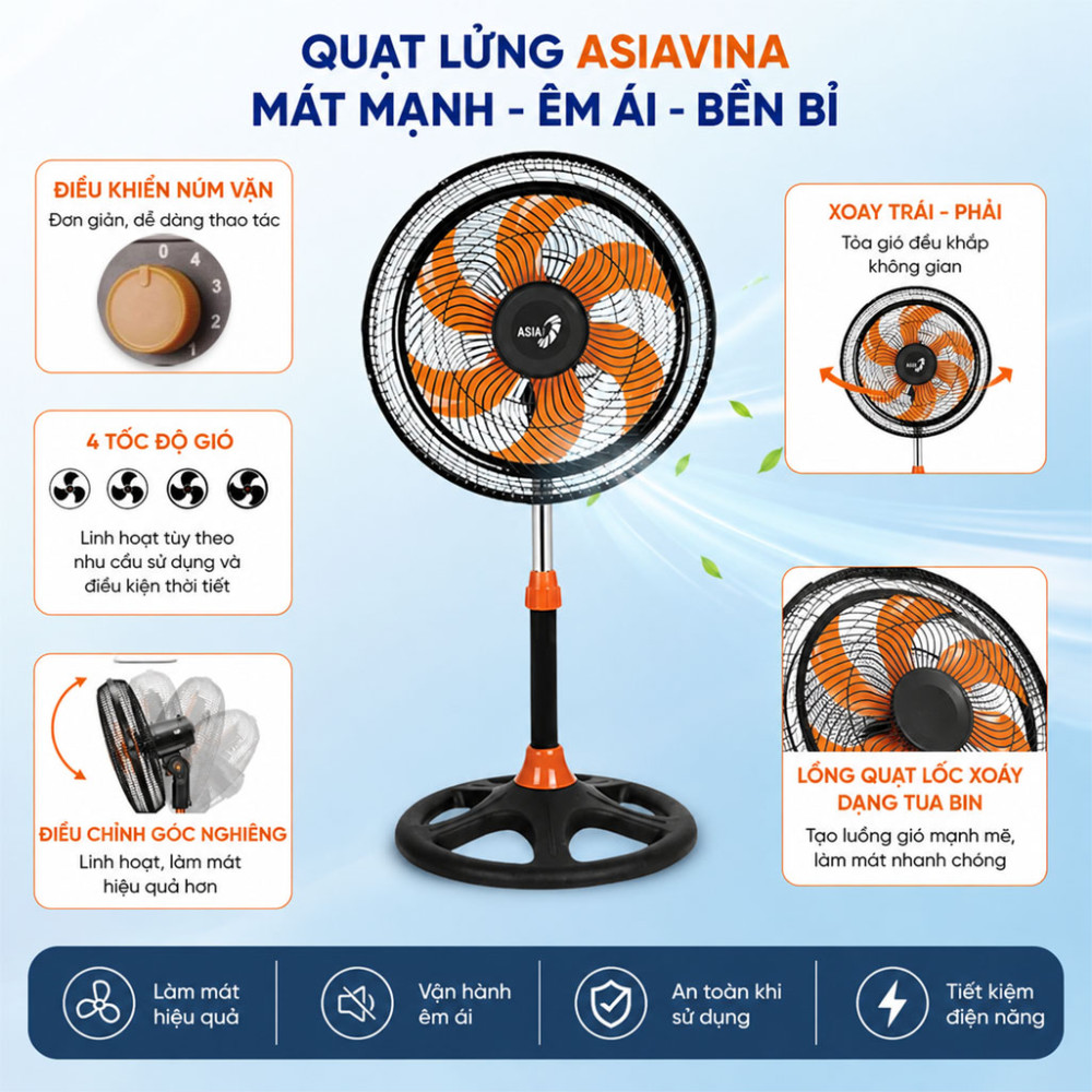 Quạt lửng Asiavina Turbo Plus VY638891 - Hàng chính hãng