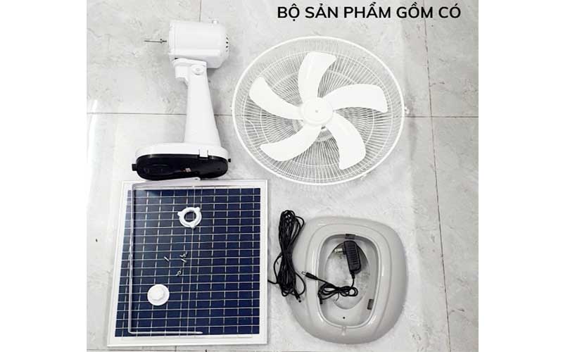 Quạt sạc năng lượng mặt trời Stand Fan JQ001-W - Hàng chính hãng