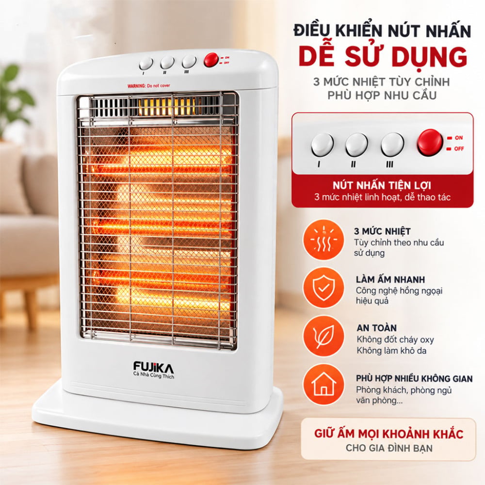 Quạt sưởi hồng ngoại Fujika FJ-SS1 - Hàng chính hãng