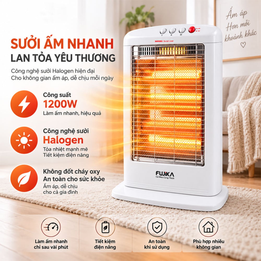 Quạt sưởi hồng ngoại Fujika FJ-SS1 - Hàng chính hãng