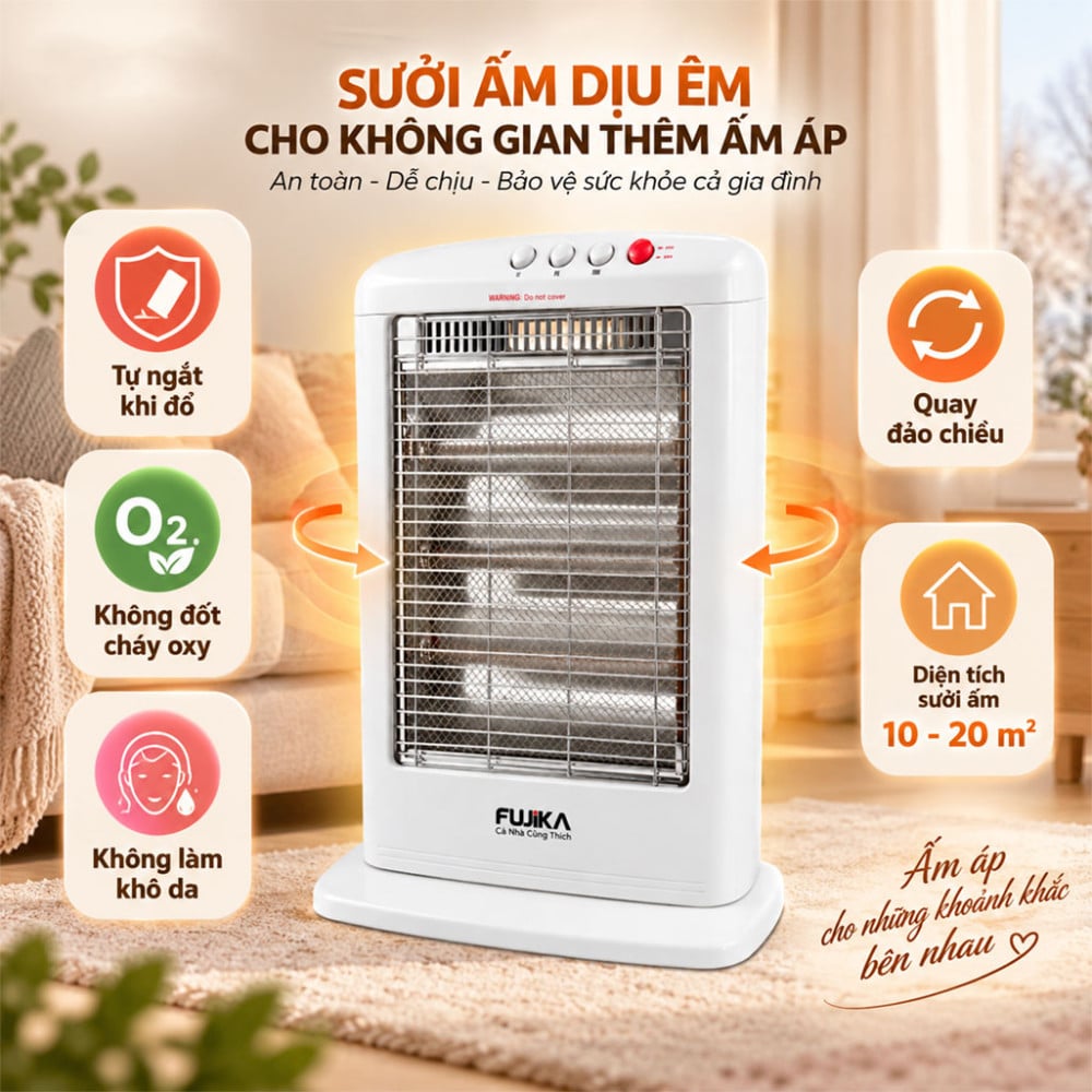 Quạt sưởi hồng ngoại Fujika FJ-SS1 - Hàng chính hãng
