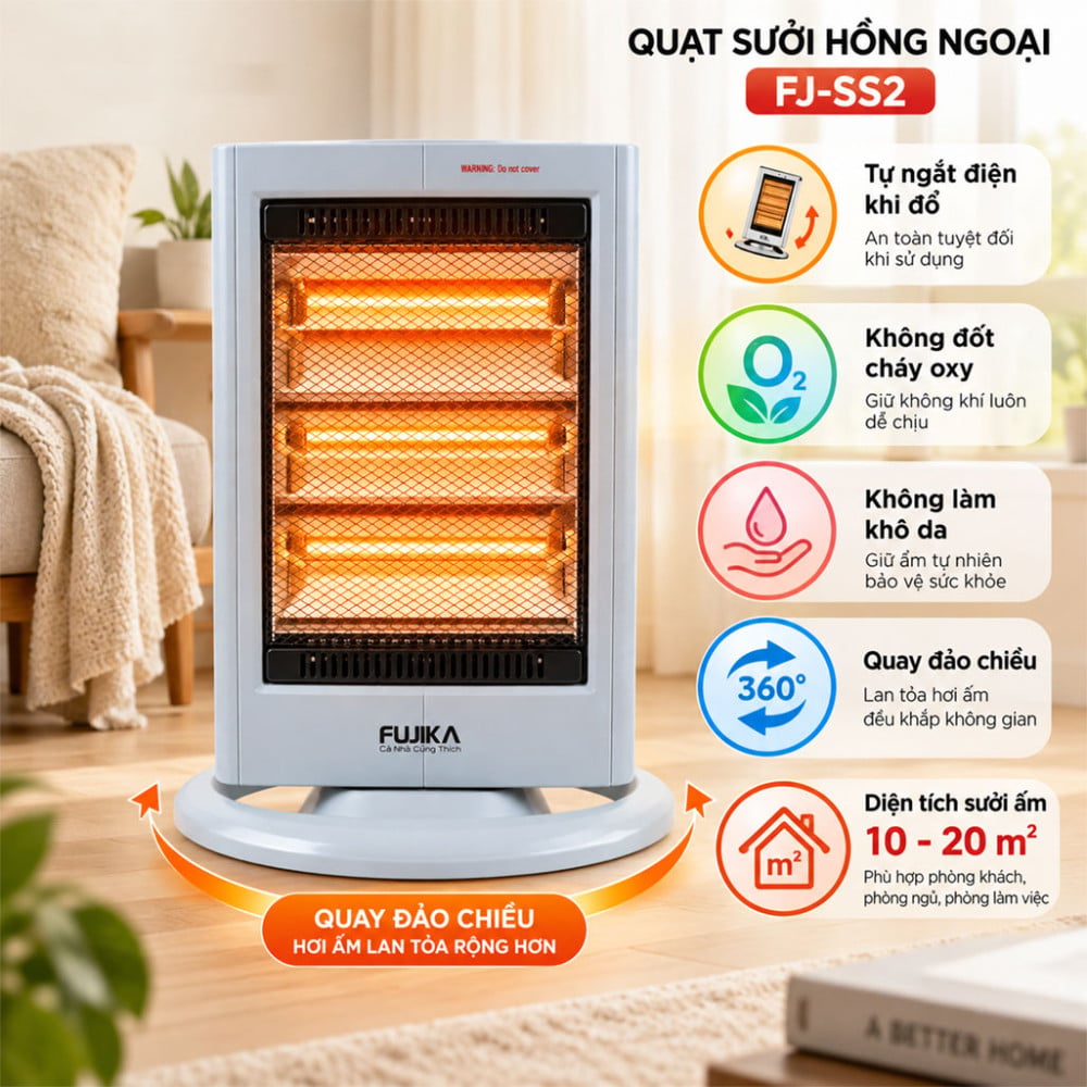 Quạt sưởi hồng ngoại Fujika FJ-SS2 - Hàng chính hãng