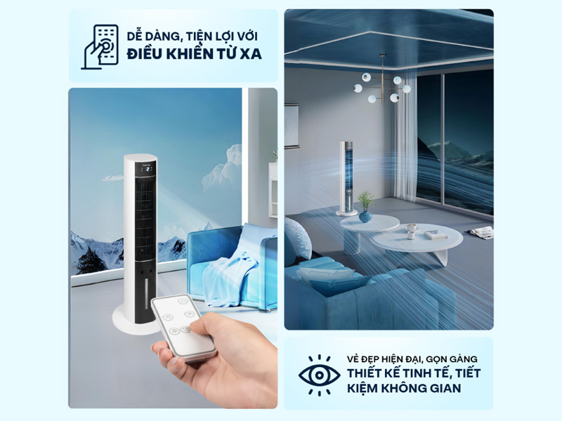 Có thể điều khiển quạt từ xa với remote đi kèm