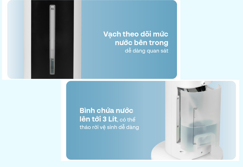 Bình chứa nức 3L, nên thời gian sử dụng được lâu 