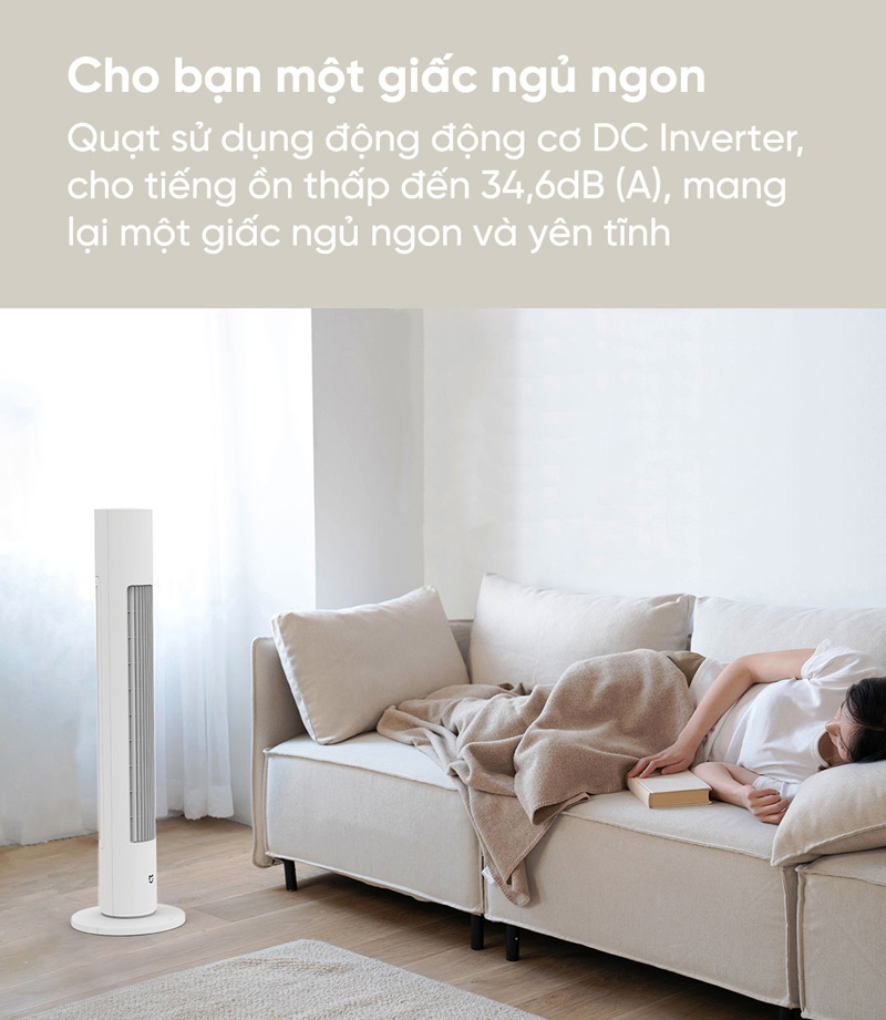 Máy sử dụng động cơ biến tần DC giúp quạt hoạt động êm ái, tiết kiệm điện năng