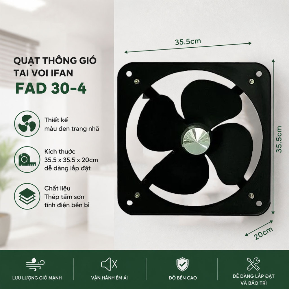 Quạt thông gió tai voi IFAN FAD 30-4 - Hàng chính hãng