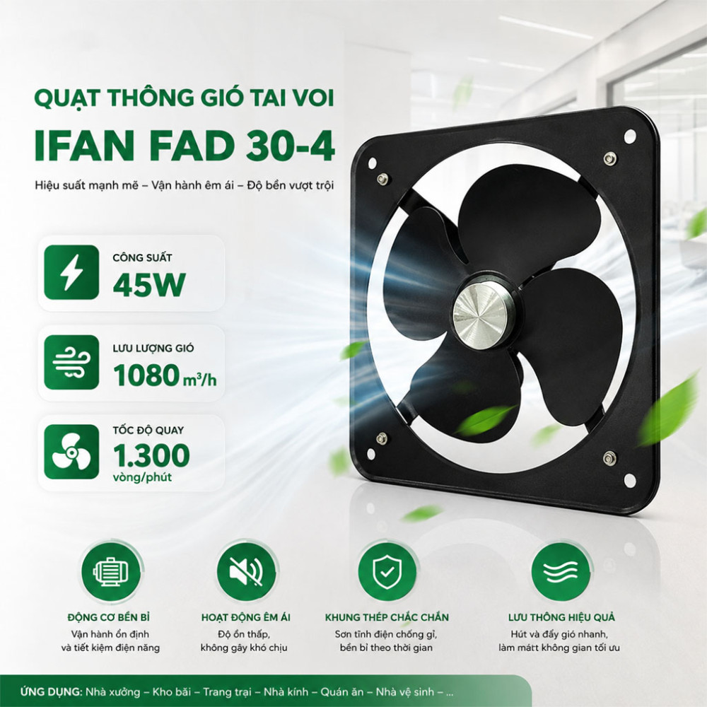 Quạt thông gió tai voi IFAN FAD 30-4 - Hàng chính hãng