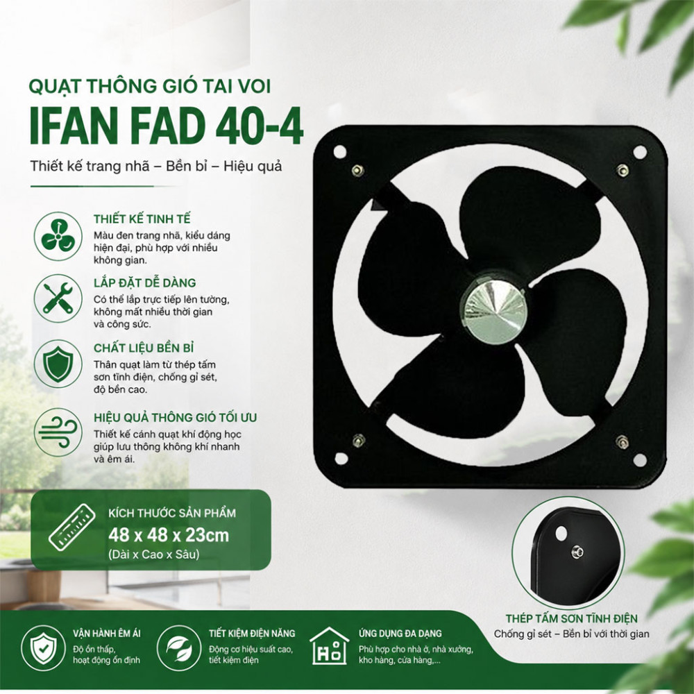 Quạt thông gió tai voi IFAN FAD 40-4  - Hàng chính hãng