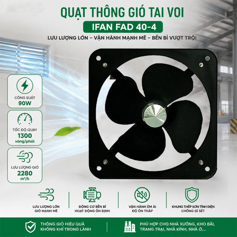 Quạt thông gió tai voi IFAN FAD 40-4  - Hàng chính hãng
