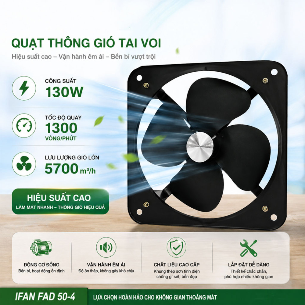 Quạt thông gió tai voi IFAN FAD 50-4 - Hàng chính hãng