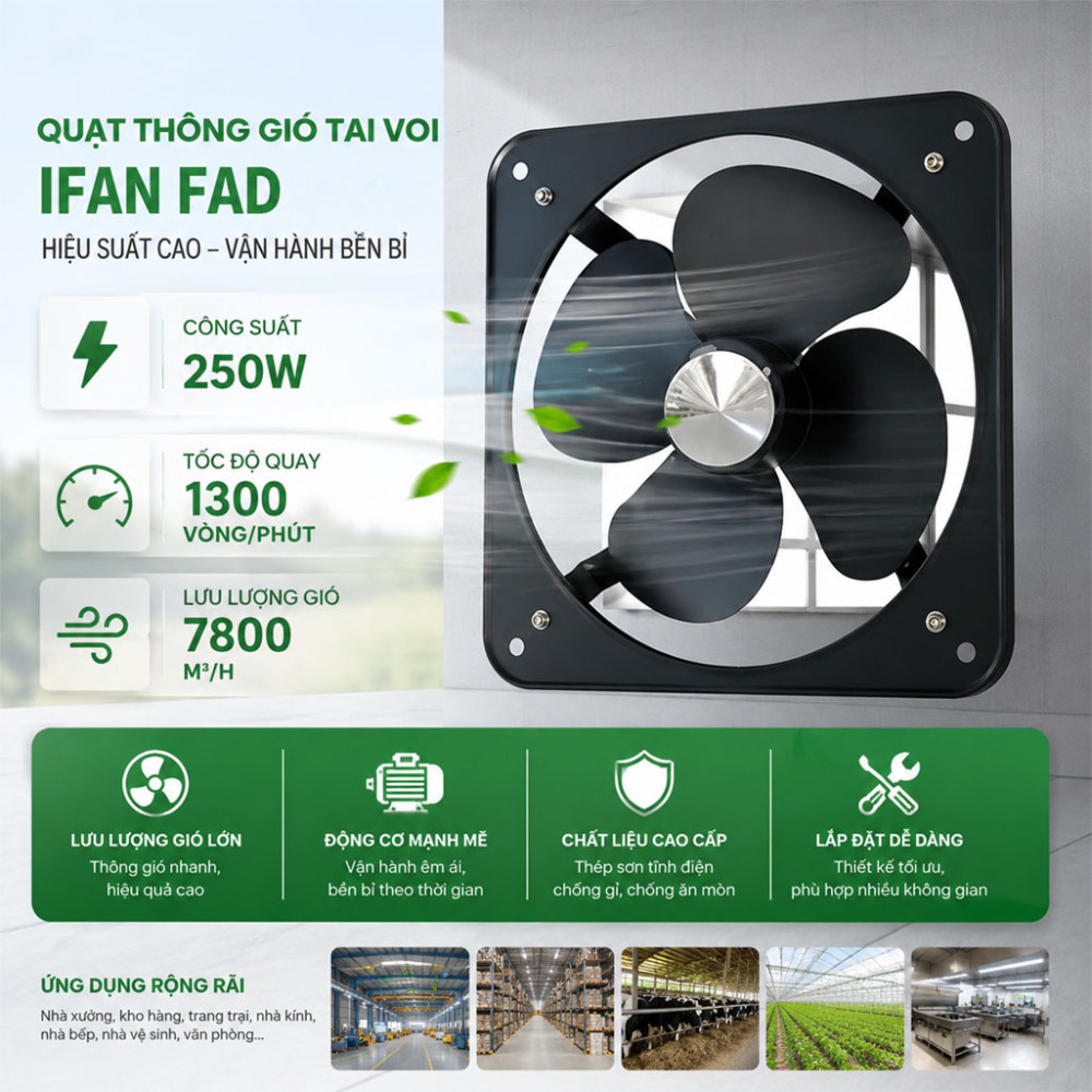 Quạt thông gió tai voi IFAN FAD 60-4 - Hàng chính hãng