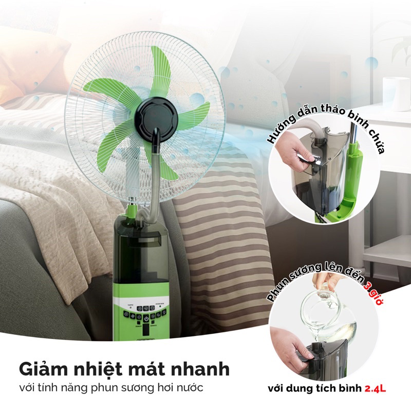 Dung tích bình nước 2.4L làm mát lên đến 3h