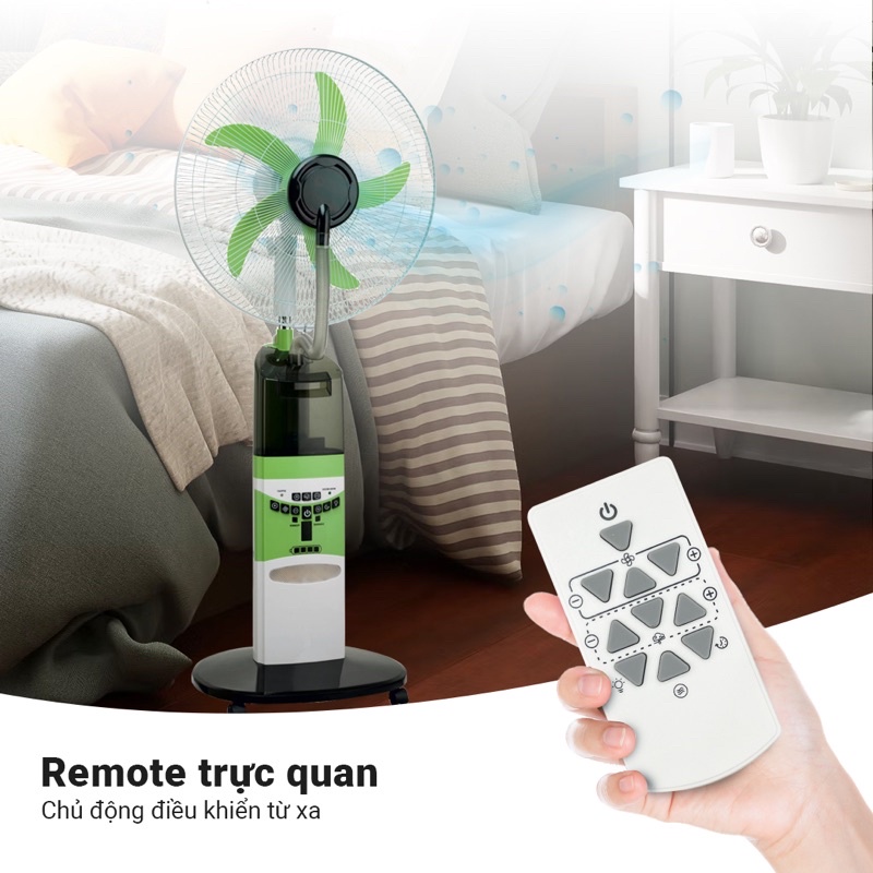 Quạt được trang bị thêm remote điều khiển từ xa tiện dụng 