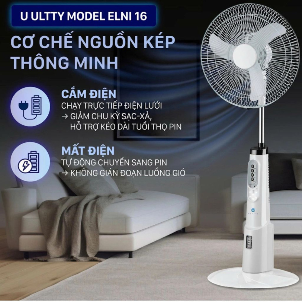 Quạt sạc tích điện U Ultty ELNI 16 - Hàng chính hãng
