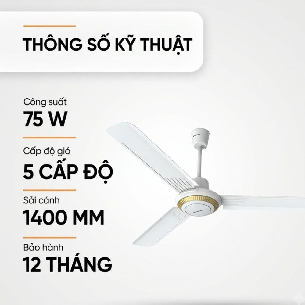 Quạt trần 3 cánh Sunhouse SHD7659 - Hàng chính hãng