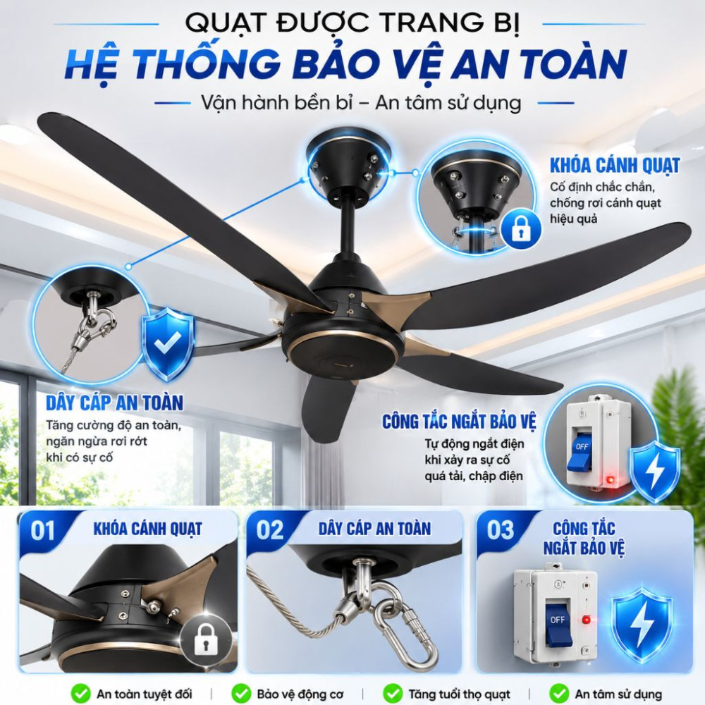 Quạt trần Panasonic 5 cánh F-60GDS-B - Hàng chính hãng