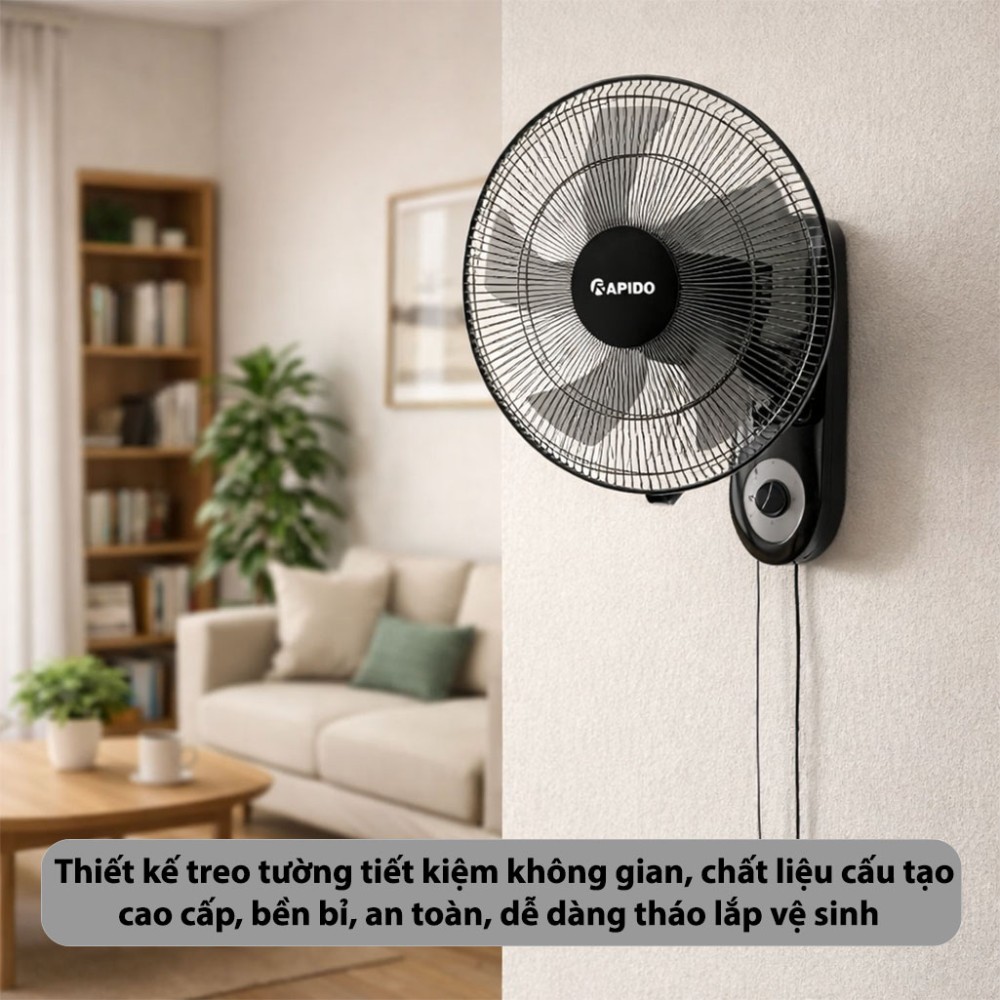 Quạt treo tường Rapido RWF–16AWM - Hàng chính hãng