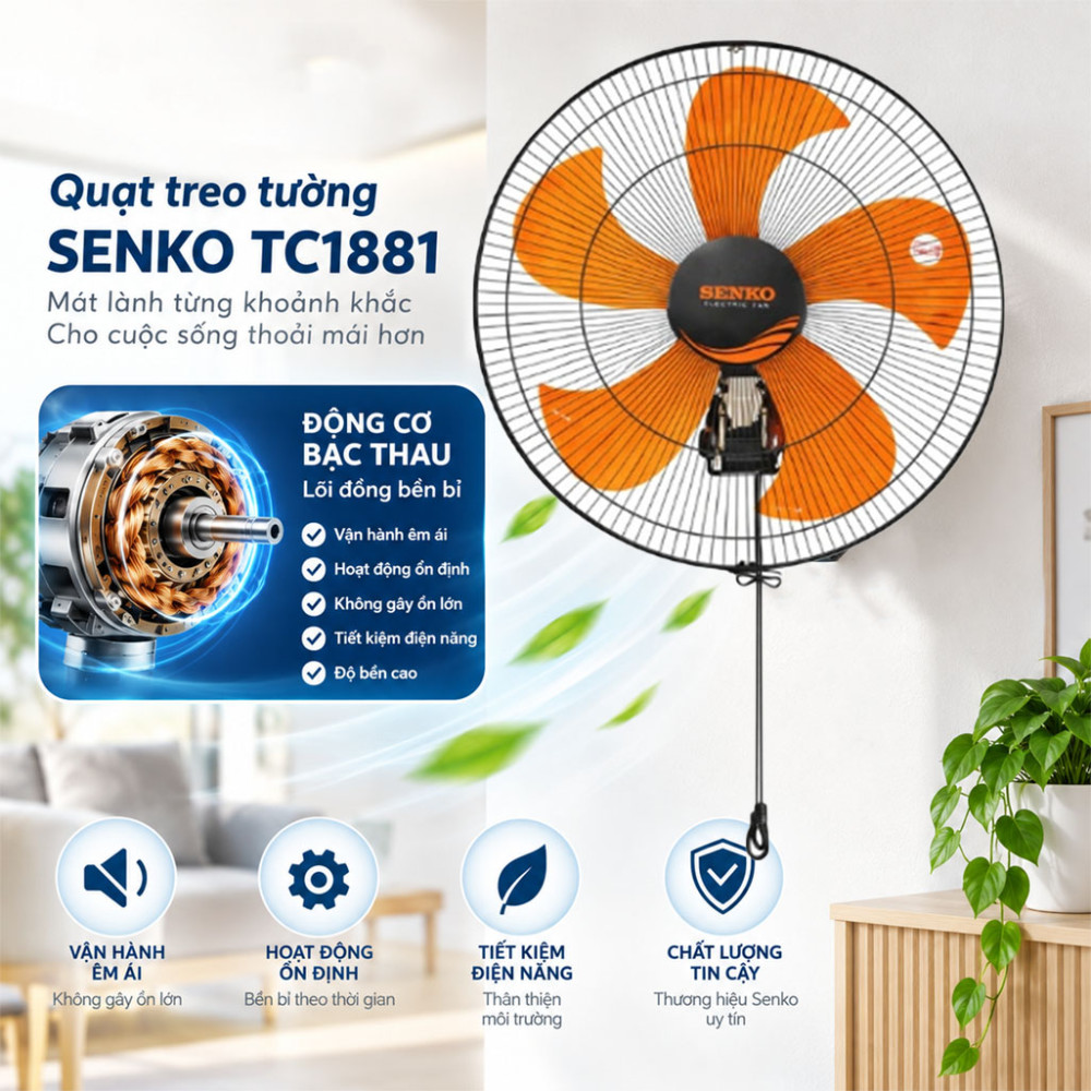 Quạt treo tường Senko TC1881 - Hàng chính hãng