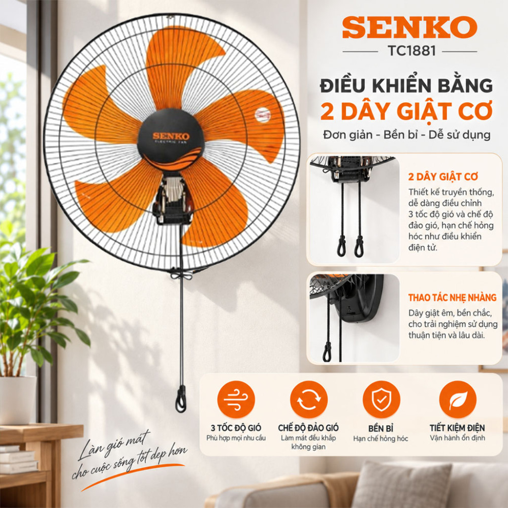Quạt treo tường Senko TC1881 - Hàng chính hãng