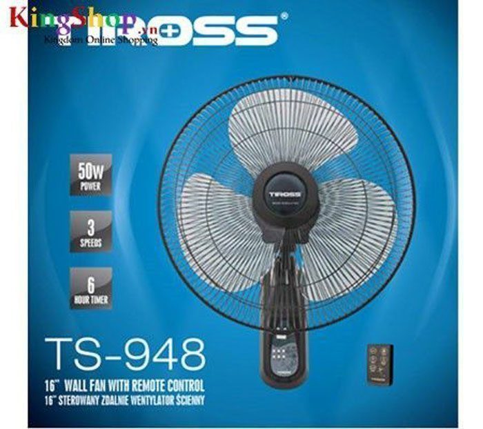 Quạt treo tường 16'' có điều khiển Tiross TS948 - Công suất 50W