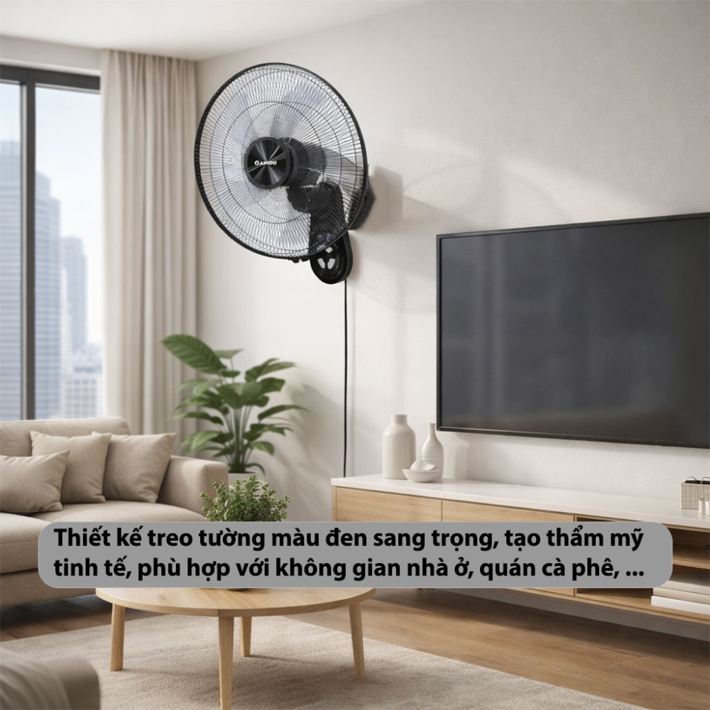 Quạt treo tường điều khiển từ xa Rapido RWF–16AWD - Hàng chính hãng
