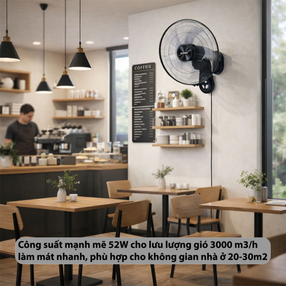Quạt treo tường điều khiển từ xa Rapido RWF–16AWD - Hàng chính hãng