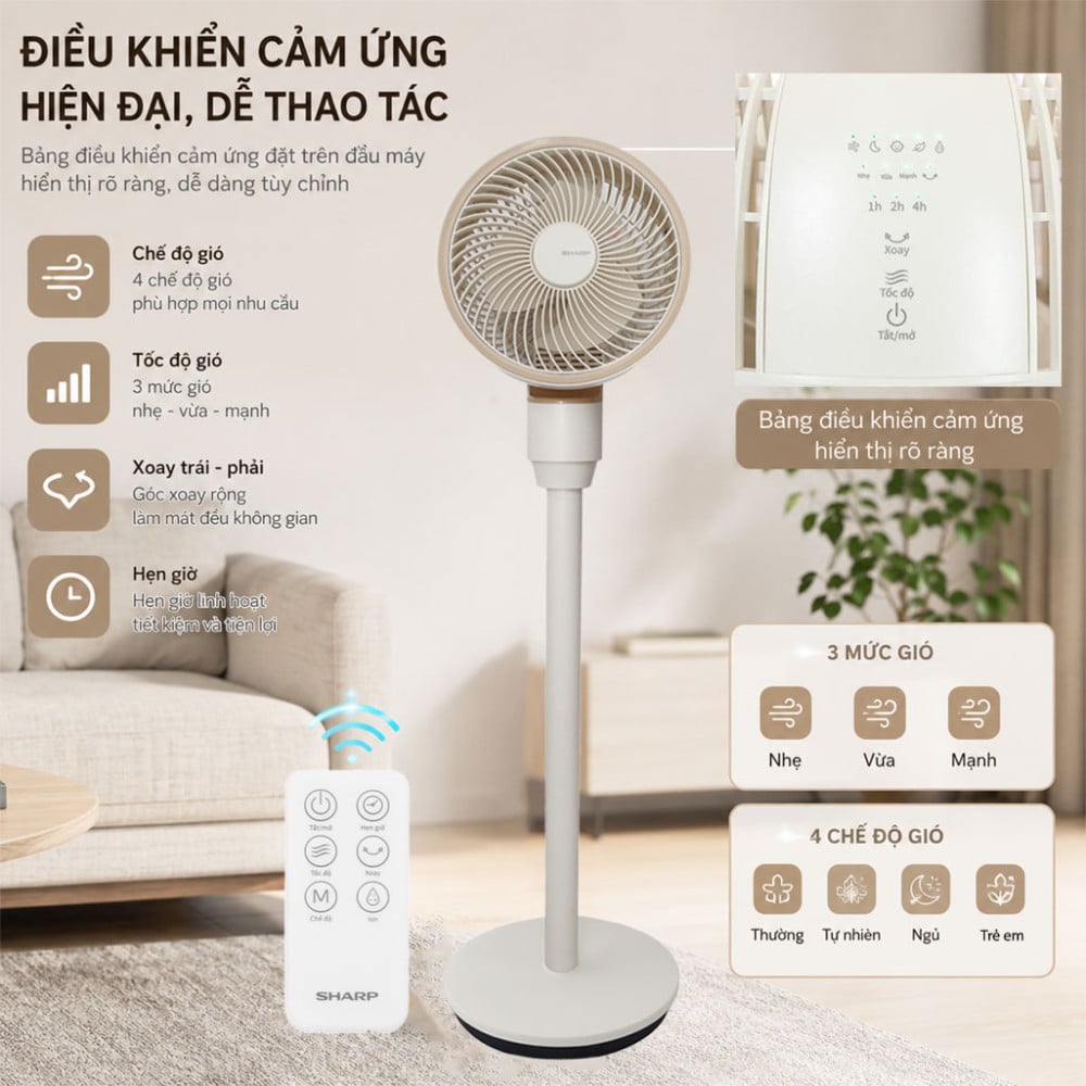 Quạt tuần hoàn Sharp 3 cánh PJ-CD603V-C 24W - Hàng chính hãng