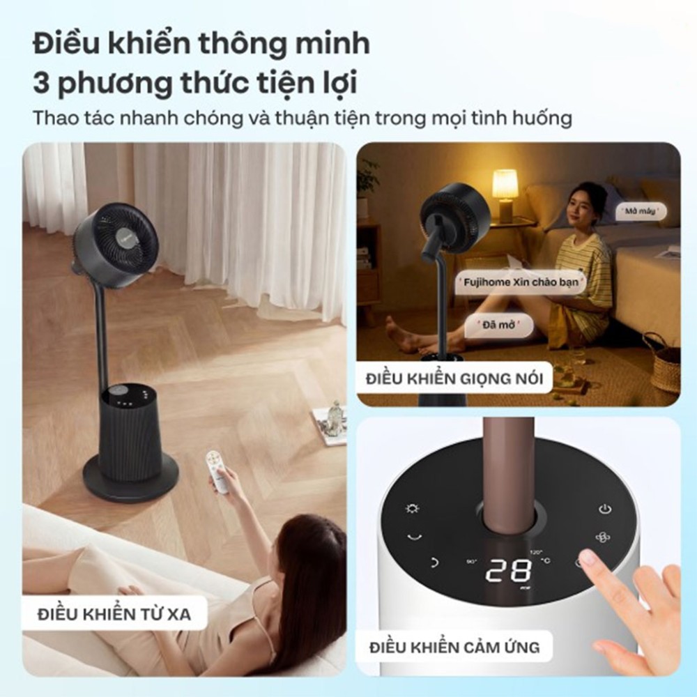Quạt tuần hoàn không khí điều khiển bằng giọng nói Fujihome LUXURY CFR01PRO-VOICE - Hàng chính hãng