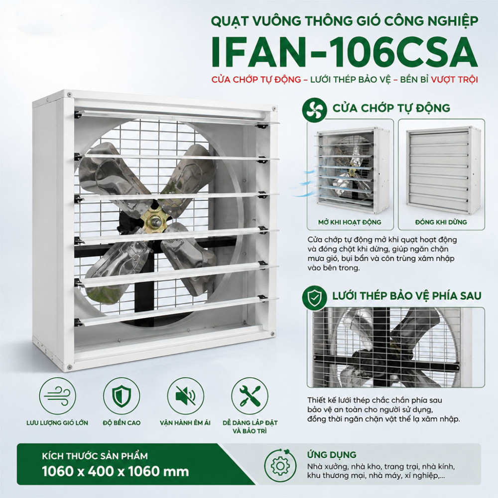 Quạt vuông thông gió công nghiệp IFAN-106CSA - Hàng chính hãng
