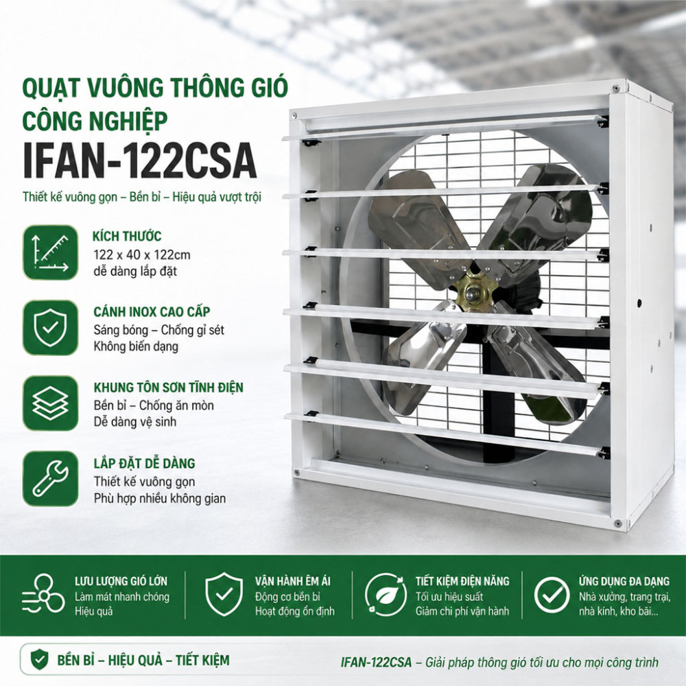 Quạt vuông thông gió công nghiệp IFAN-122CSA - Hàng chính hãng