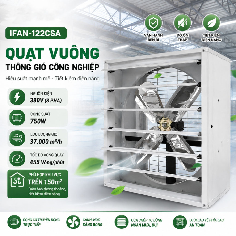 Quạt vuông thông gió công nghiệp IFAN-122CSA - Hàng chính hãng