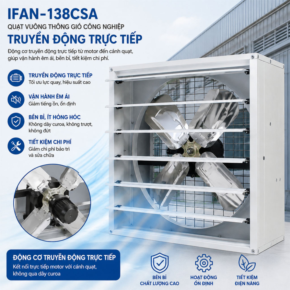 Quạt vuông thông gió công nghiệp IFAN-138CSA - Hàng chính hãng