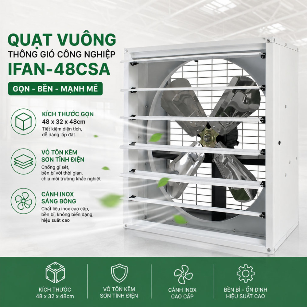 Quạt vuông thông gió công nghiệp IFAN-48CSA - Hàng chính hãng