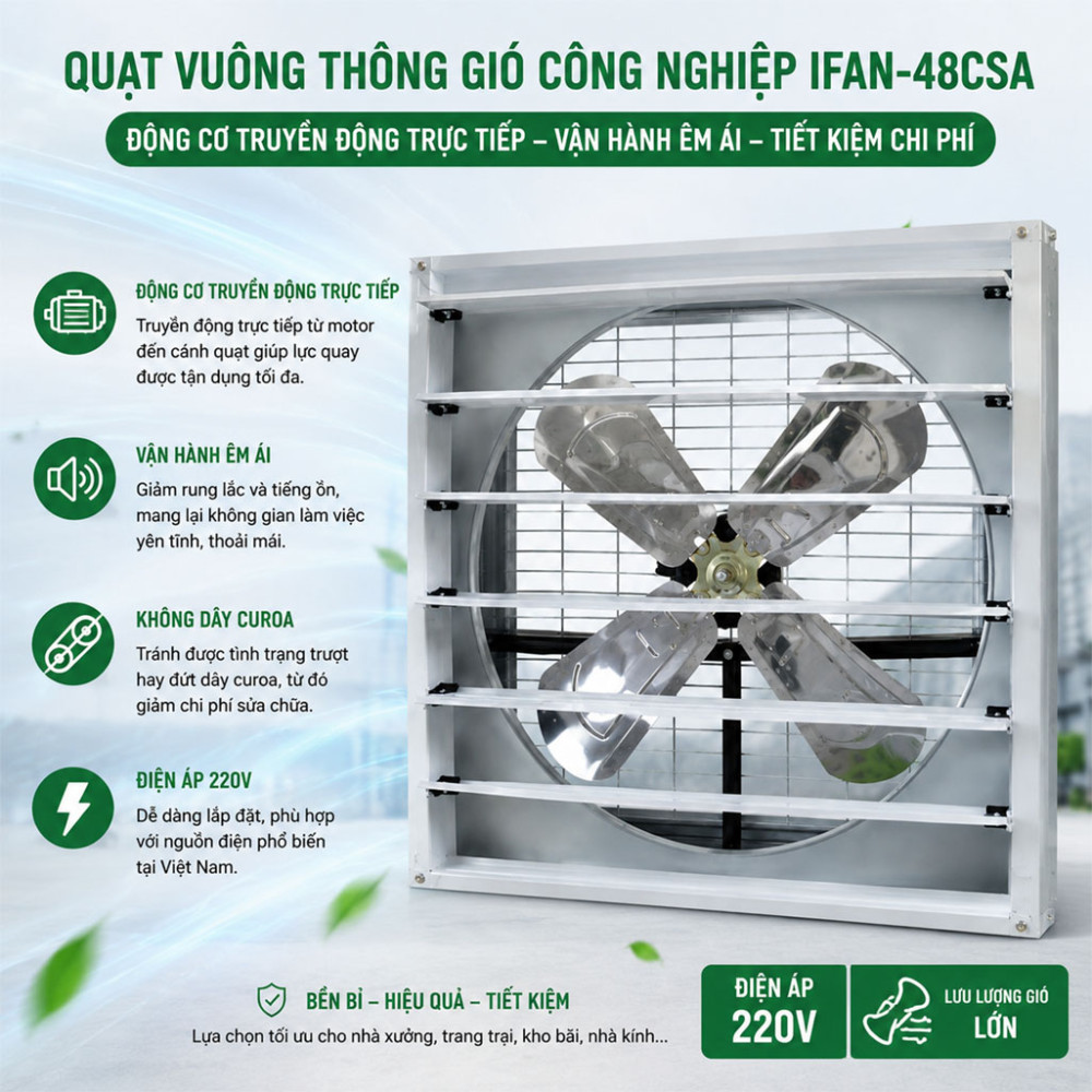 Quạt vuông thông gió công nghiệp IFAN-48CSA - Hàng chính hãng