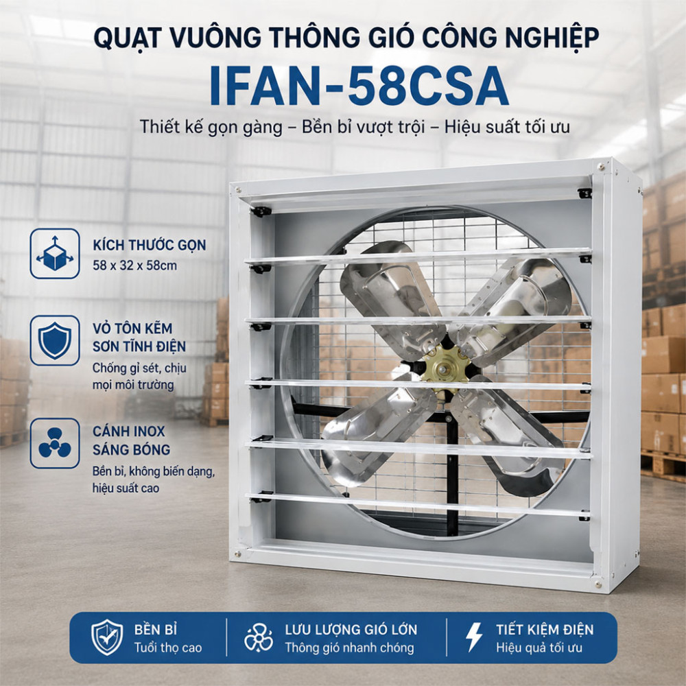 Quạt vuông thông gió công nghiệp IFAN-58CSA - Hàng chính hãng