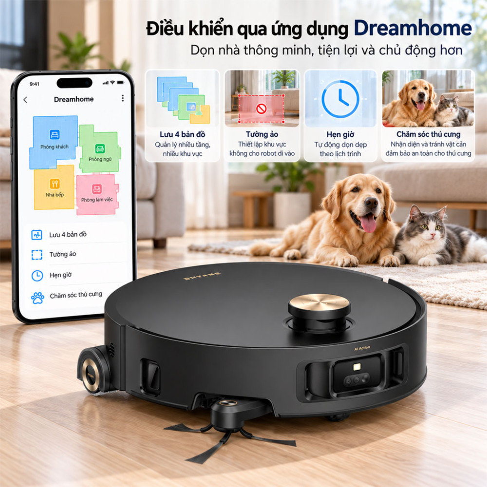 Robot hút bụi lau nhà Dreame Aqua 10 Roller - Hàng chính hãng