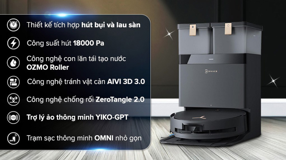 Tính năng nổi bật của robot hút bụi lau nhà Ecovacs X8 Pro Omni