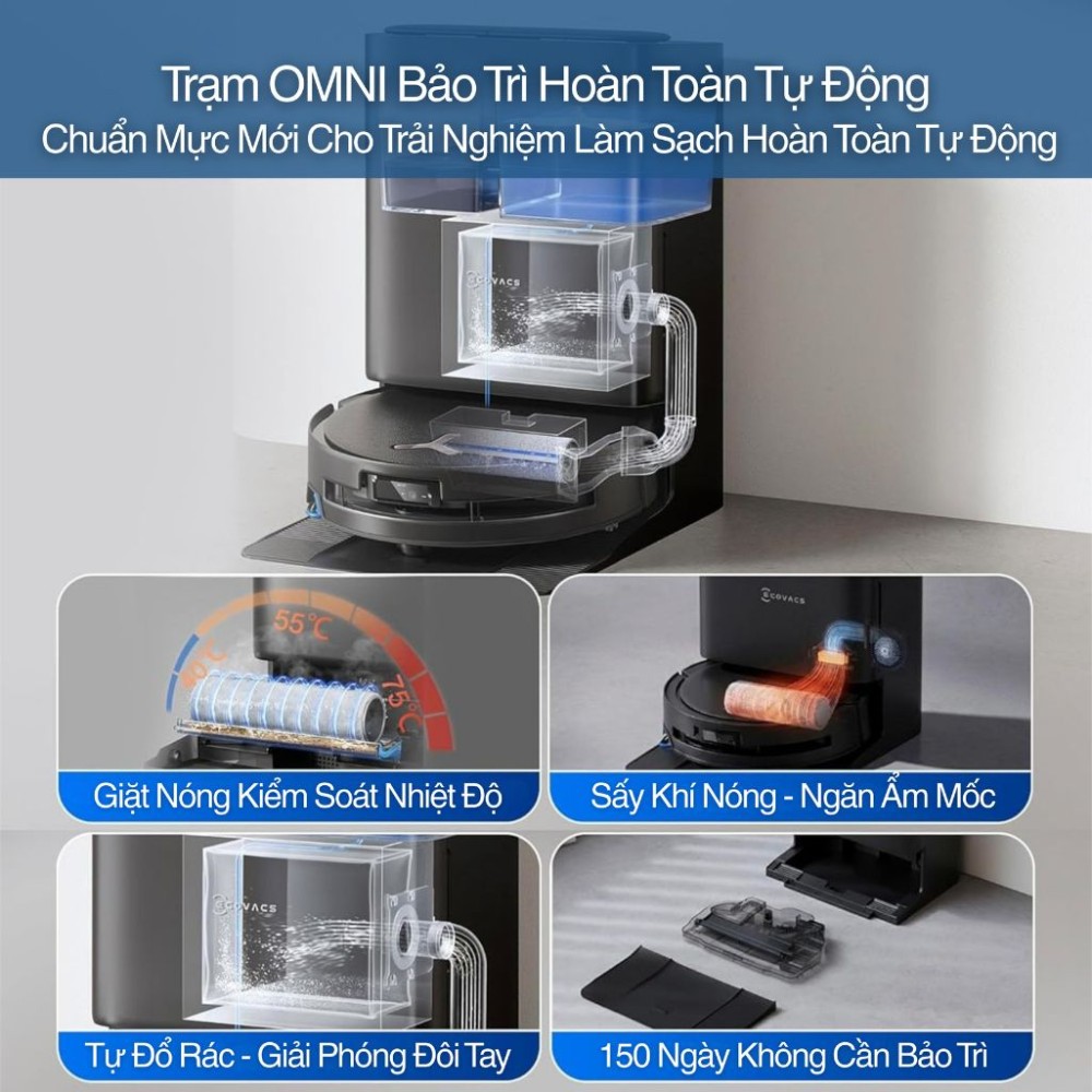 Robot hút bụi thông minh Ecovacs T80S Omni - Hàng chính hãng