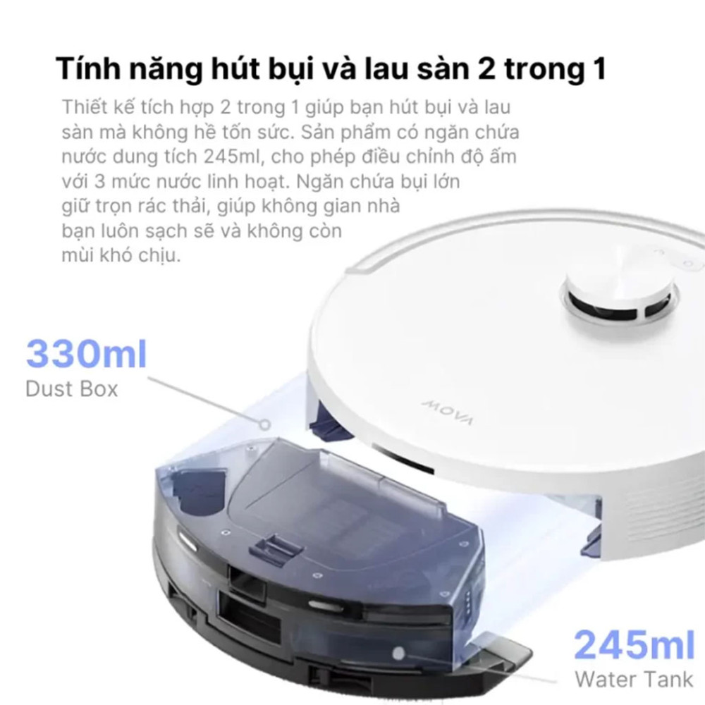 Robot hút bụi lau nhà Mova E20S Pro Plus - Hàng chính hãng