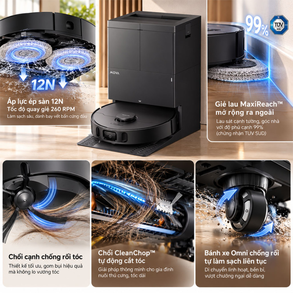 Robot hút bụi lau nhà Mova E50 Ultra - Hàng chính hãng