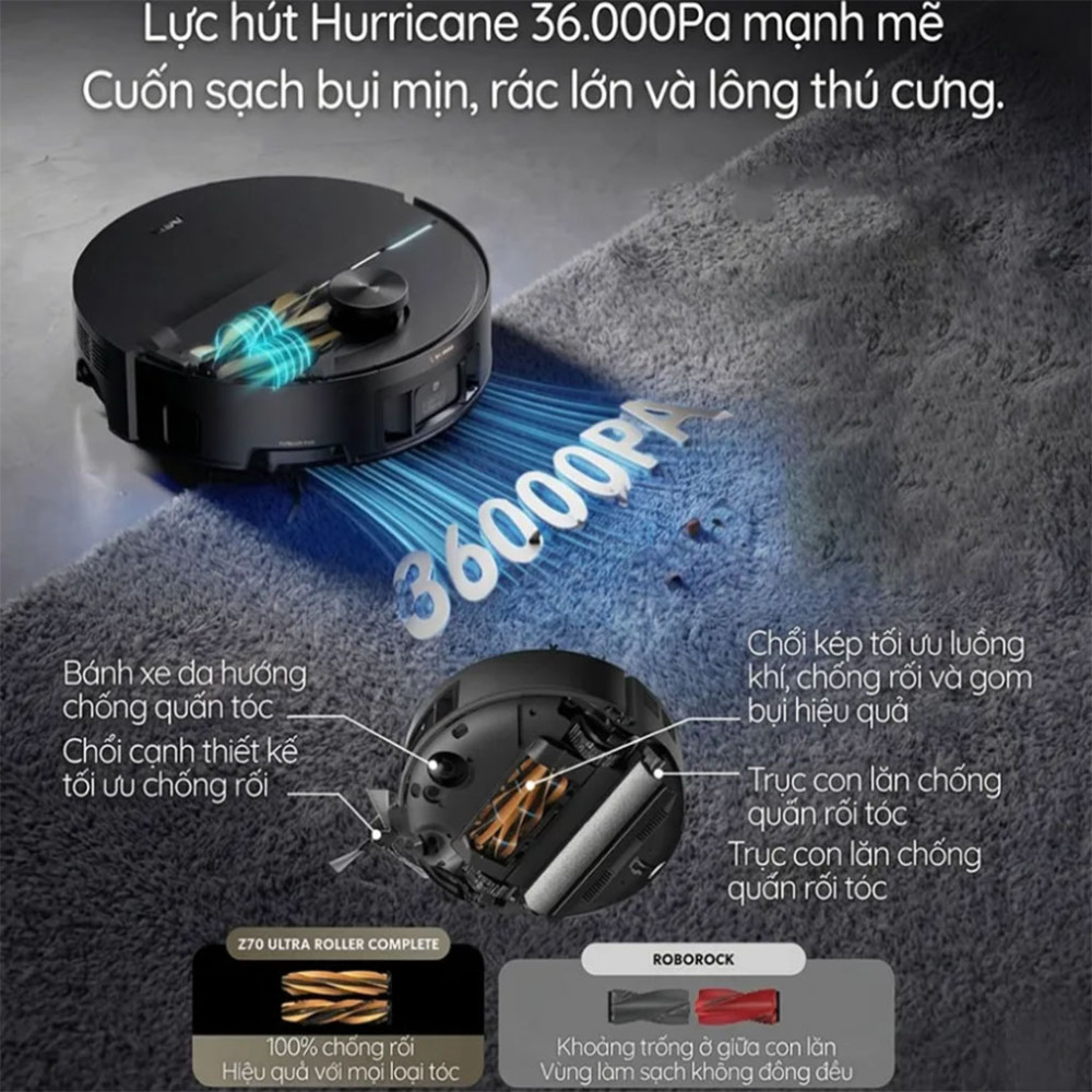 Robot hút bụi lau nhà Mova Z70 Ultra Roller - Hàng chính hãng