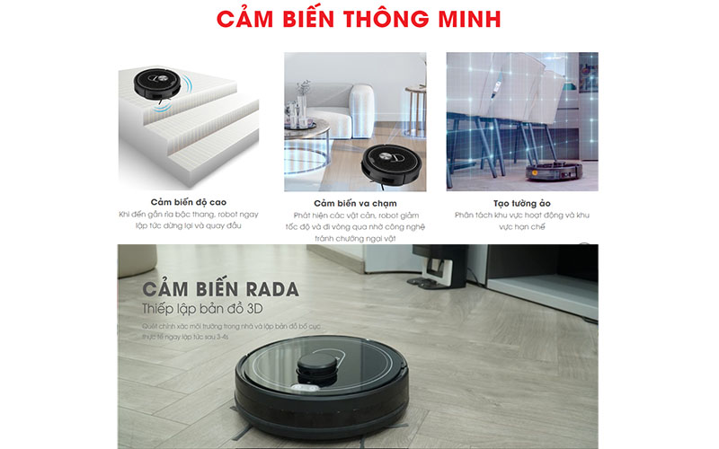 Bộ cảm biến của Robot hút bụi lau nhà Rapido Hecquyn Extra