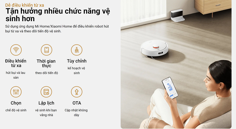 Két nối với ứng dụng Mi Home/ Xiaomi Home, điều khiển bằng điện thoại thông minh