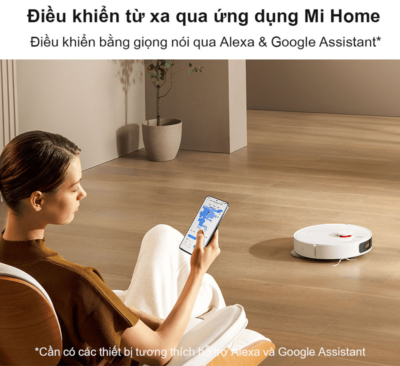 Hỗ trợ điều khiển bằng app điện thoiaj và giọng nói qua Alexa & Google Assistant